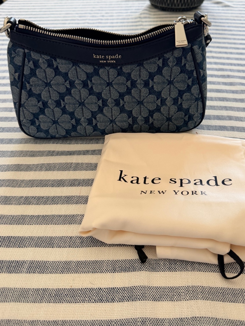 Kate Spade Navy Floral Denim Mini Shoulder Bag